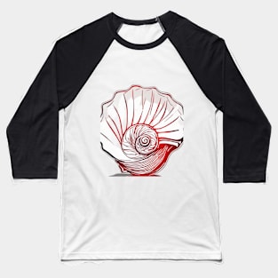 Red and White Seashell Illustration No. 754 Baseball T-Shirt